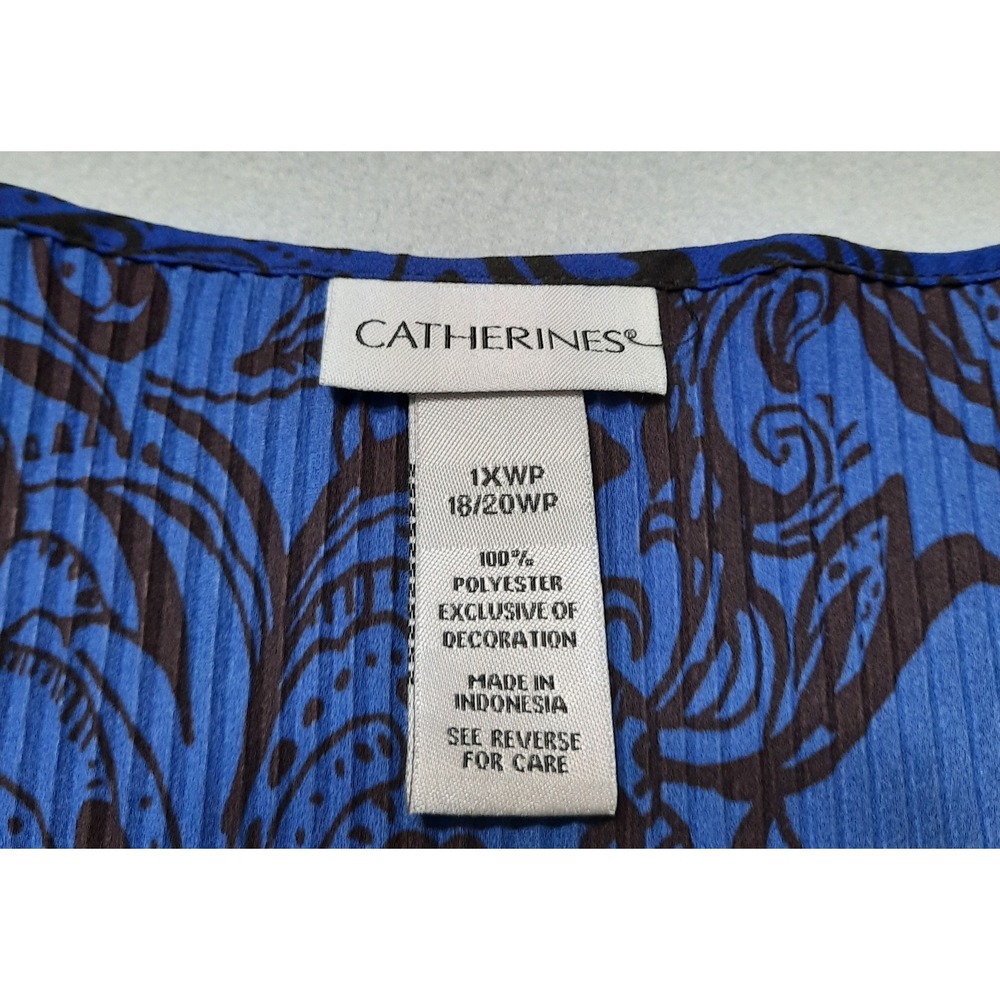 Catherines Pleated Paisley Tunic Top Velvet Mesh Trim Womens 1XP Whimsigoth Boho - Picture 9 of 13